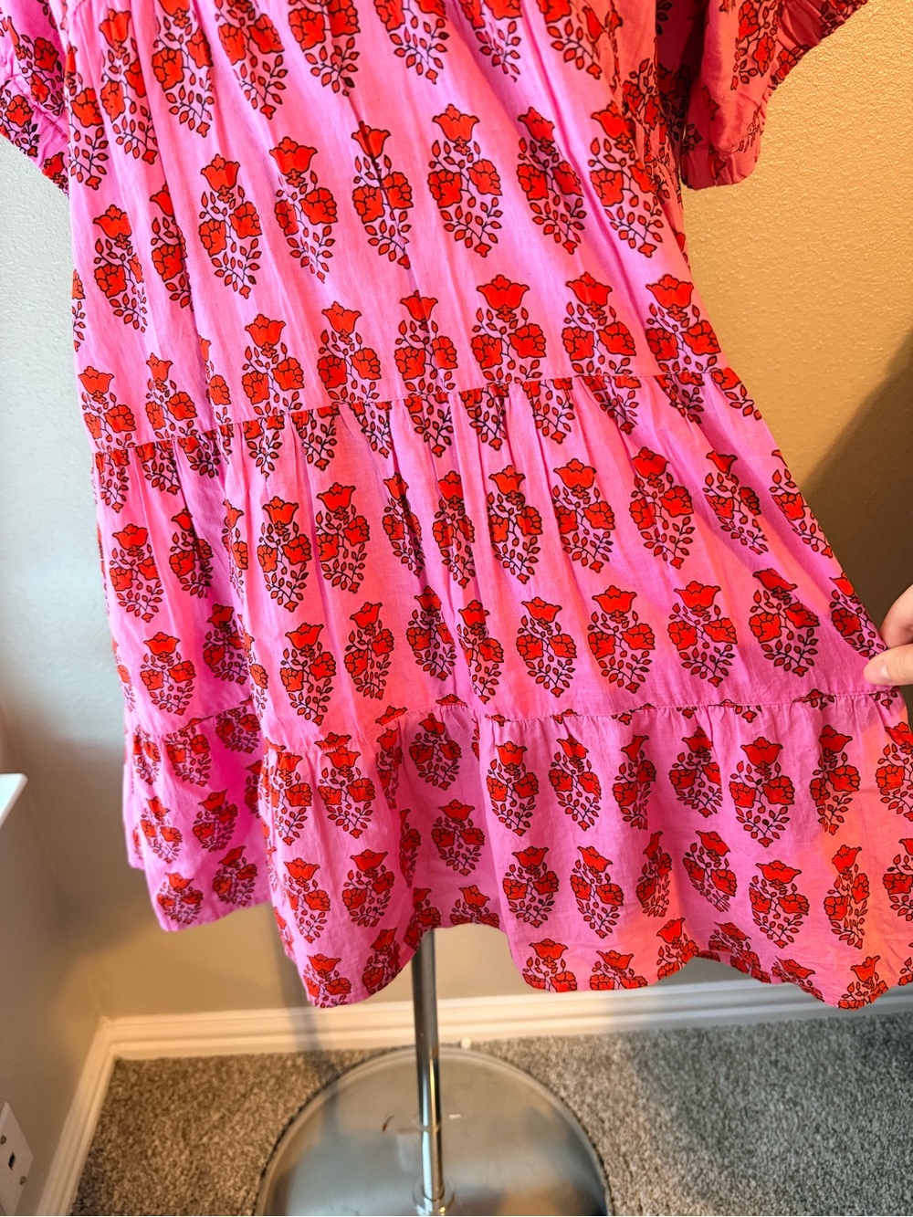 THML Pink Floral Tiered Shirt Dress size XL - Picture 3 of 9
